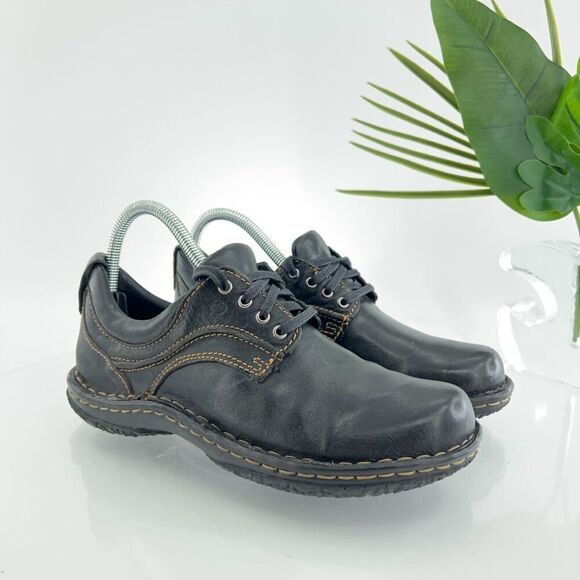 Born Women's Jean Moro Oxford Size 7 Lace Up Work Shoe Black Leather Casual - Picture 2 of 15